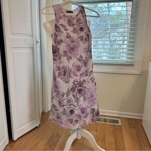 Vintage 90s Cement Lavender Floral A-Line Dress